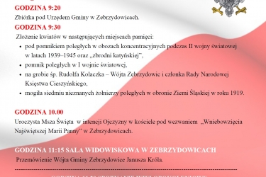 Zaproszenie na uroczystości patriotyczne z okazji Narodowego Święta Niepodległości